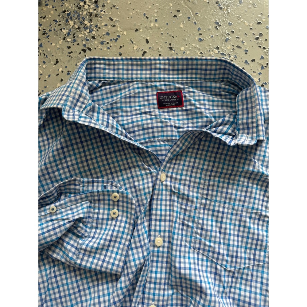 UNTUCKit XXX Large Mens‎ Blue Checkered Short Sleeve Button Down Shirt